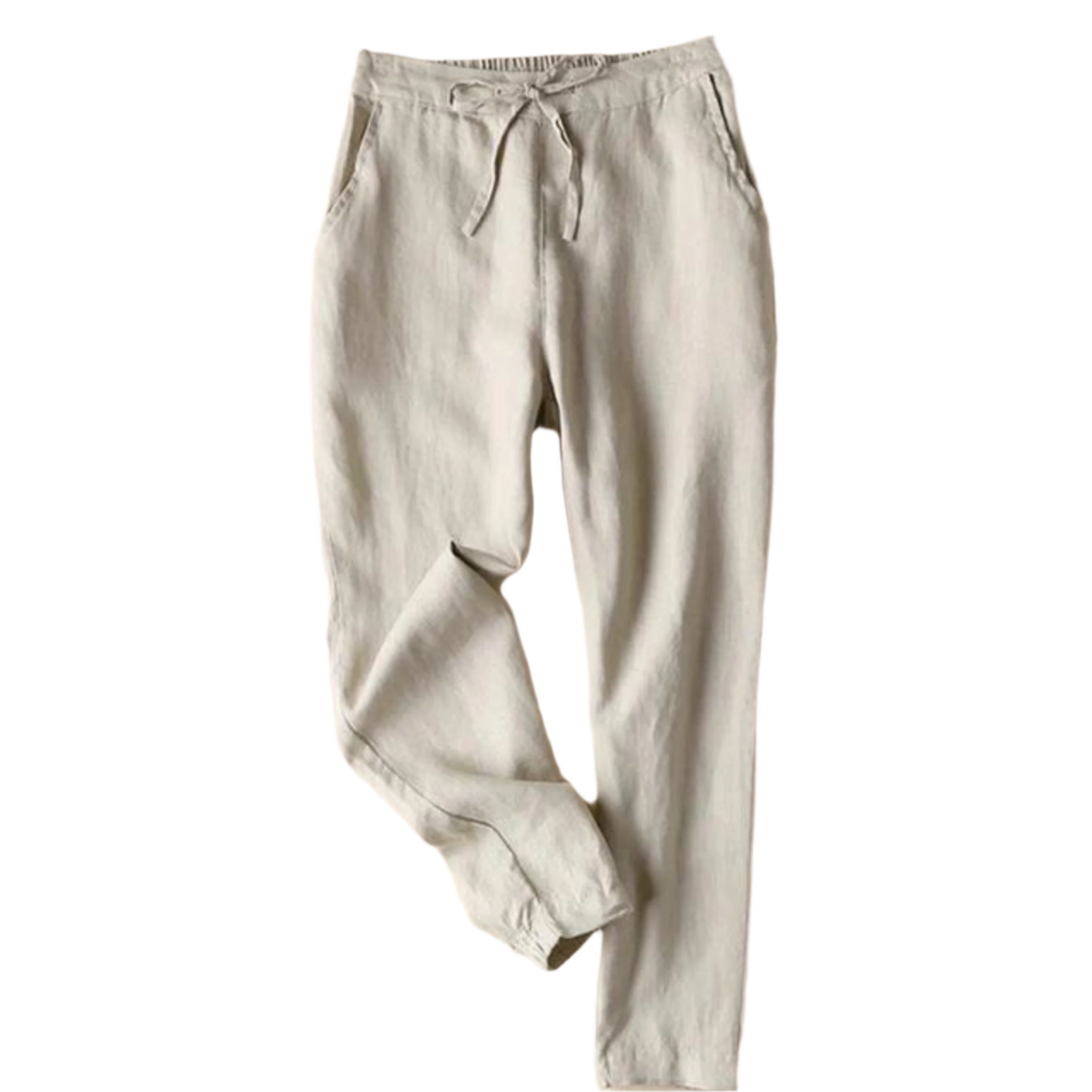 Pierre- Pantalones de lino relajados con cordón y diseño atemporal