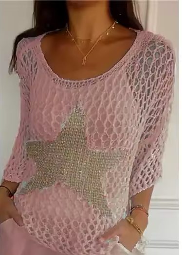 Isabella – Blusa de ganchillo con adorno dorado Stern