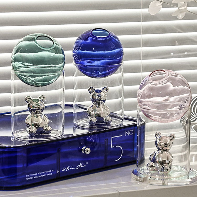 CosmicBear - Jarrón de vidrio elegante con diseño único