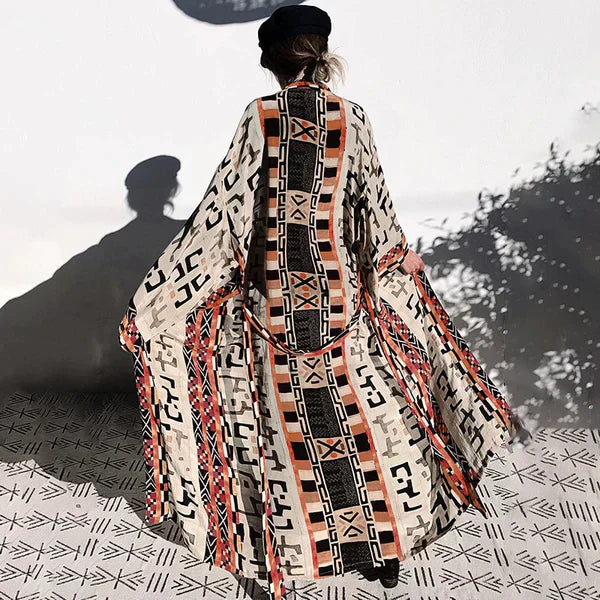 Persien - Boho Strandkimono mit Print