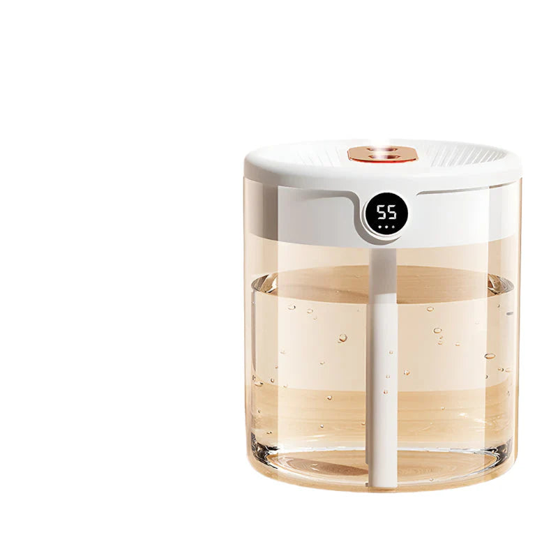 LumoClear – Humidificador ultrasónico con doble boquilla, indicador inteligente de humedad y difusor de aceites esenciales para la sala de estar