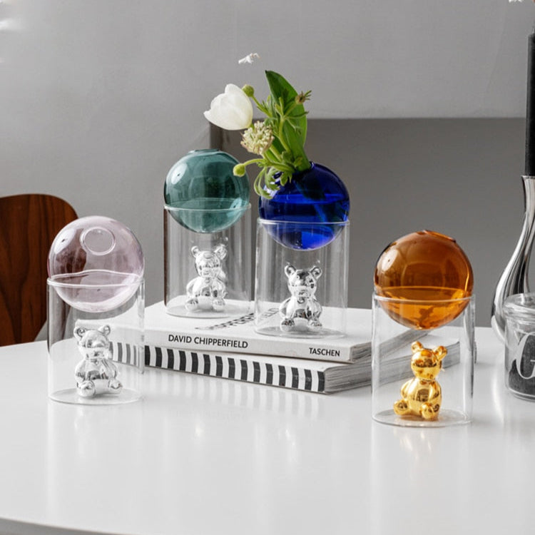 CosmicBear - Jarrón de vidrio elegante con diseño único