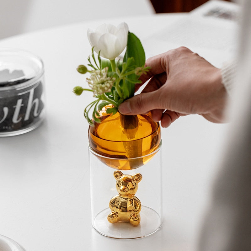CosmicBear - Jarrón de vidrio elegante con diseño único