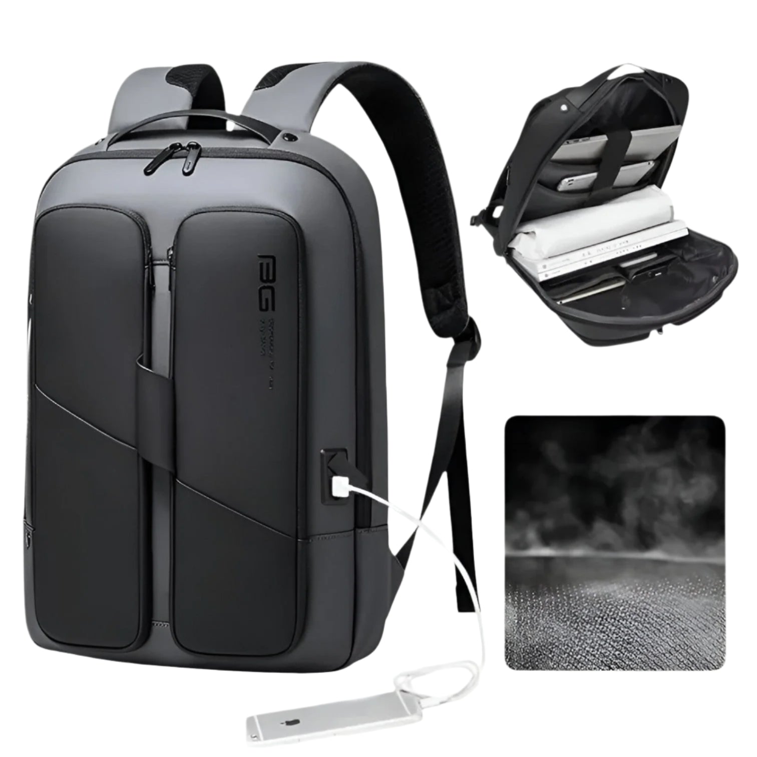 Daniel - Fortschrittlicher wasserdichter Laptop-Rucksack mit versteckten Reißverschlüssen und USB-Ladeanschluss