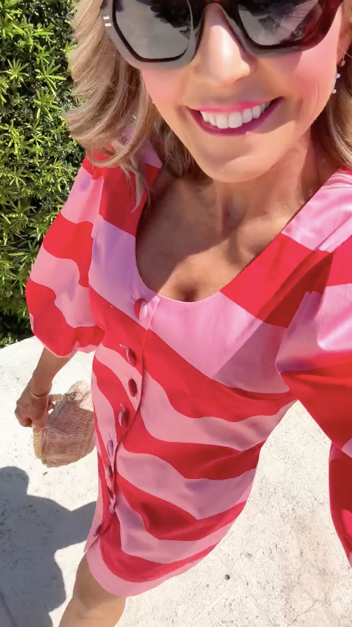 Monalisa - Gestreiftes Mini-Kleid mit Puffärmeln