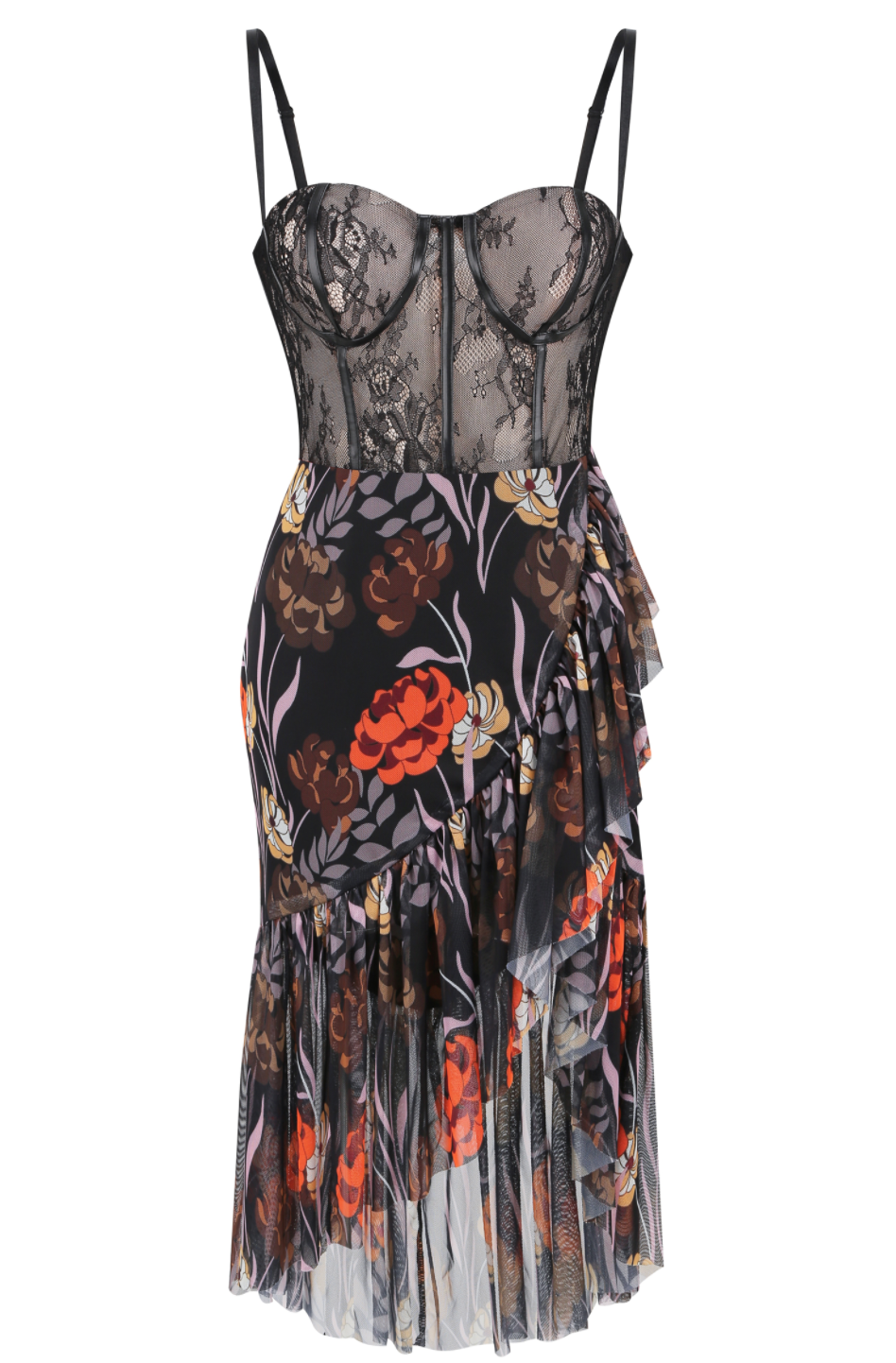 Misha - vestito floreale con scollo a cuore in stile corsetto