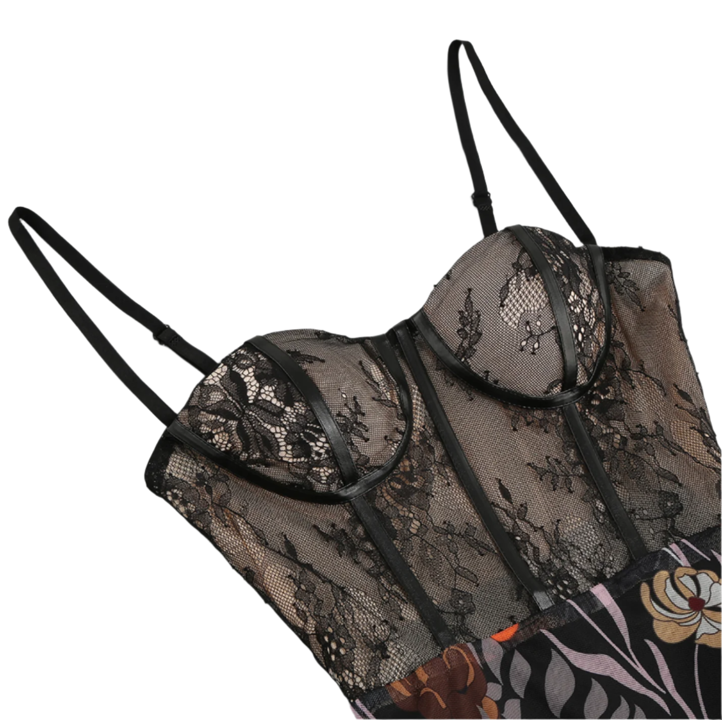 Misha - vestito floreale con scollo a cuore in stile corsetto