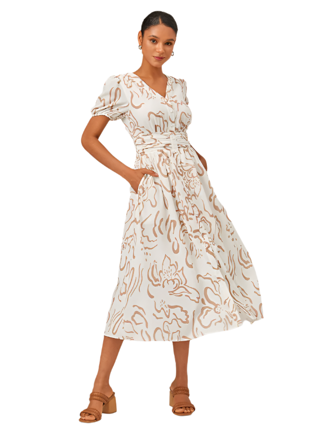 Liora - Elegantes Kleid mit Künstlerischem Blumenmuster