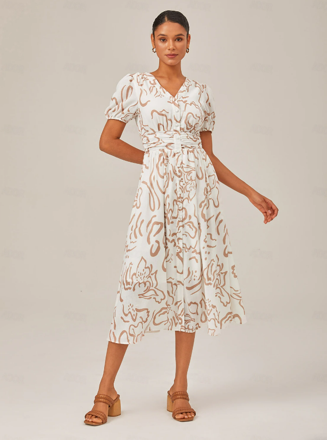 Liora - Elegantes Kleid mit Künstlerischem Blumenmuster