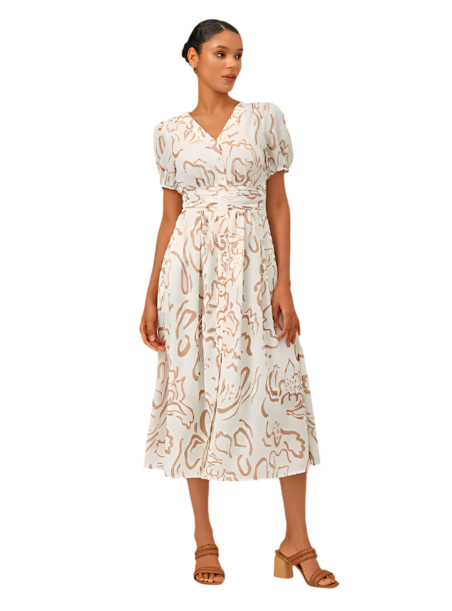 Liora - Elegantes Kleid mit Künstlerischem Blumenmuster