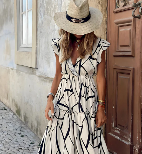 Shara - Elegantes gestreiftes bequemes Kleid