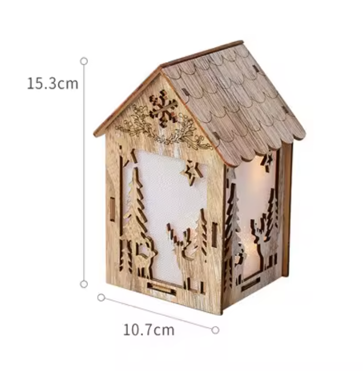 Lumière LED, cabane en bois lumineuse