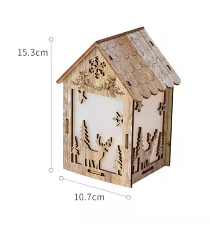 Lumière LED, cabane en bois lumineuse