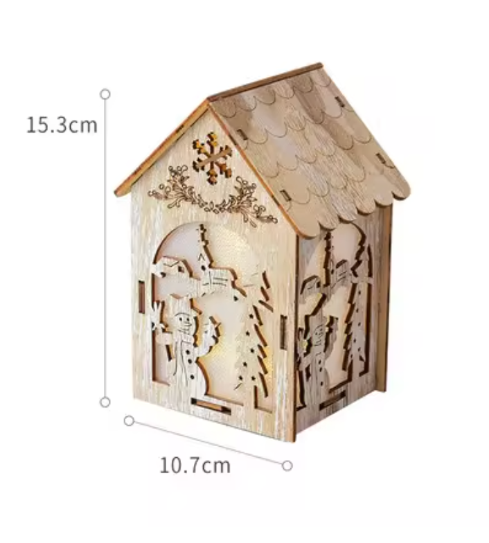 Lumière LED, cabane en bois lumineuse