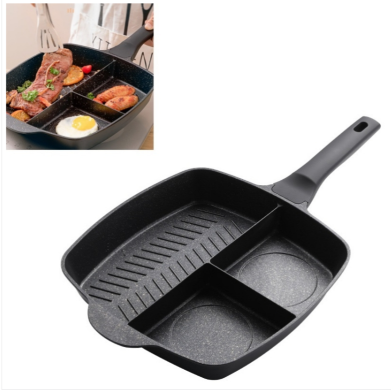 SizzleSplit – 3-in-1 Bratpfanne mit getrennten Sektionen