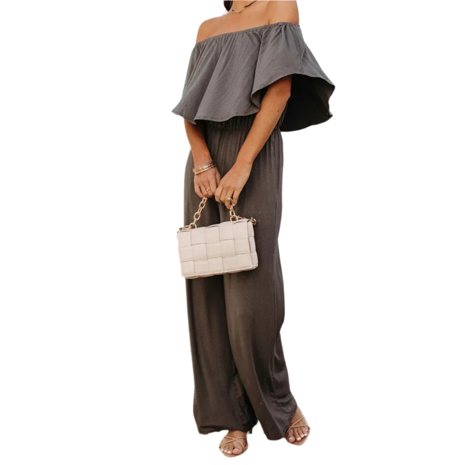 Jannie - Drapierter One-Shoulder-Overall