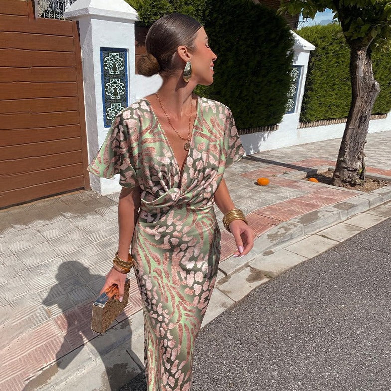 Annaliese - Florale Maxikleid mit V-Ausschnitt