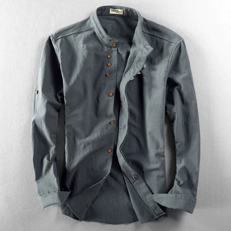 Nicklas - Camisa ajustada con cuello mao