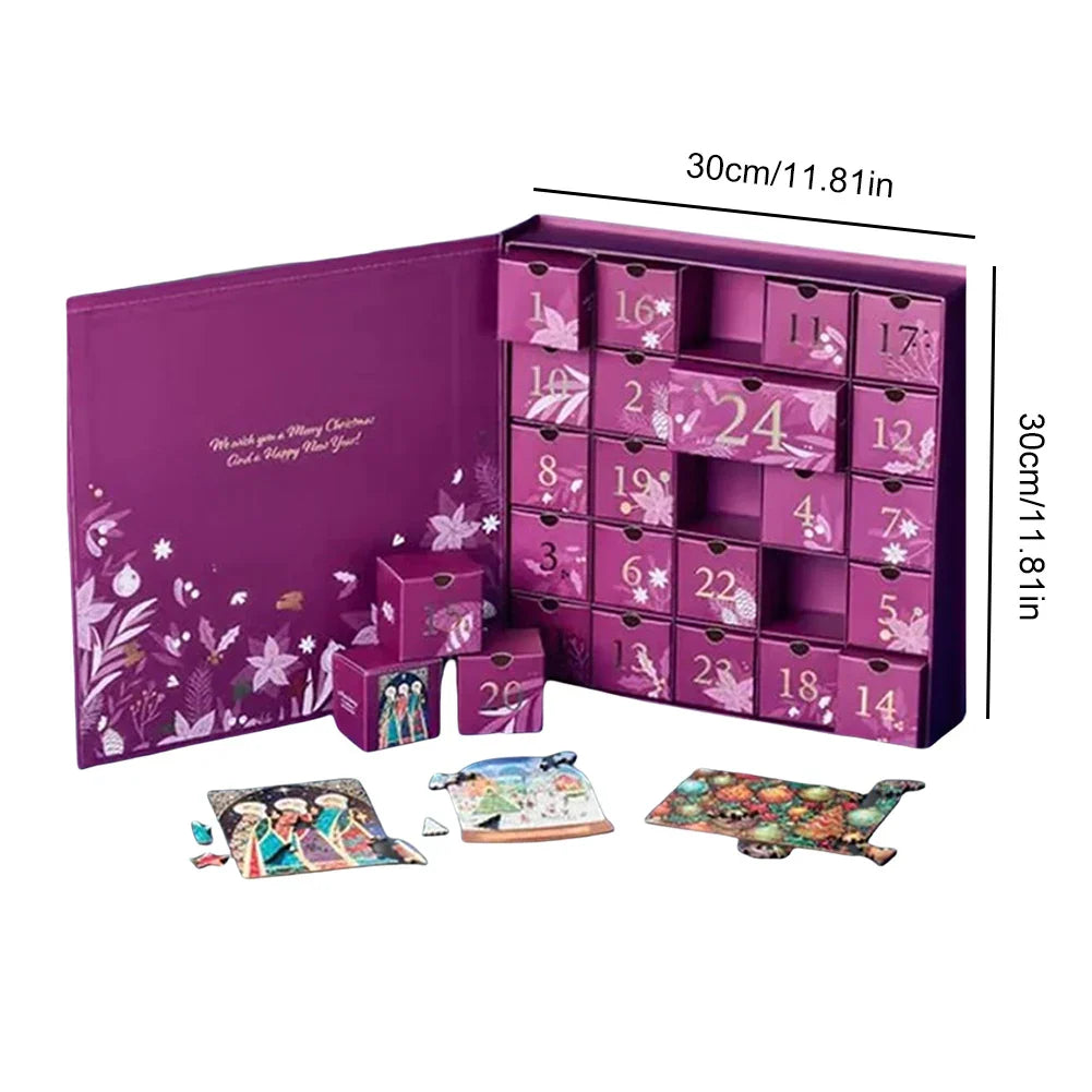 Calendario de adviento de rompecabezas navideño de 24 días