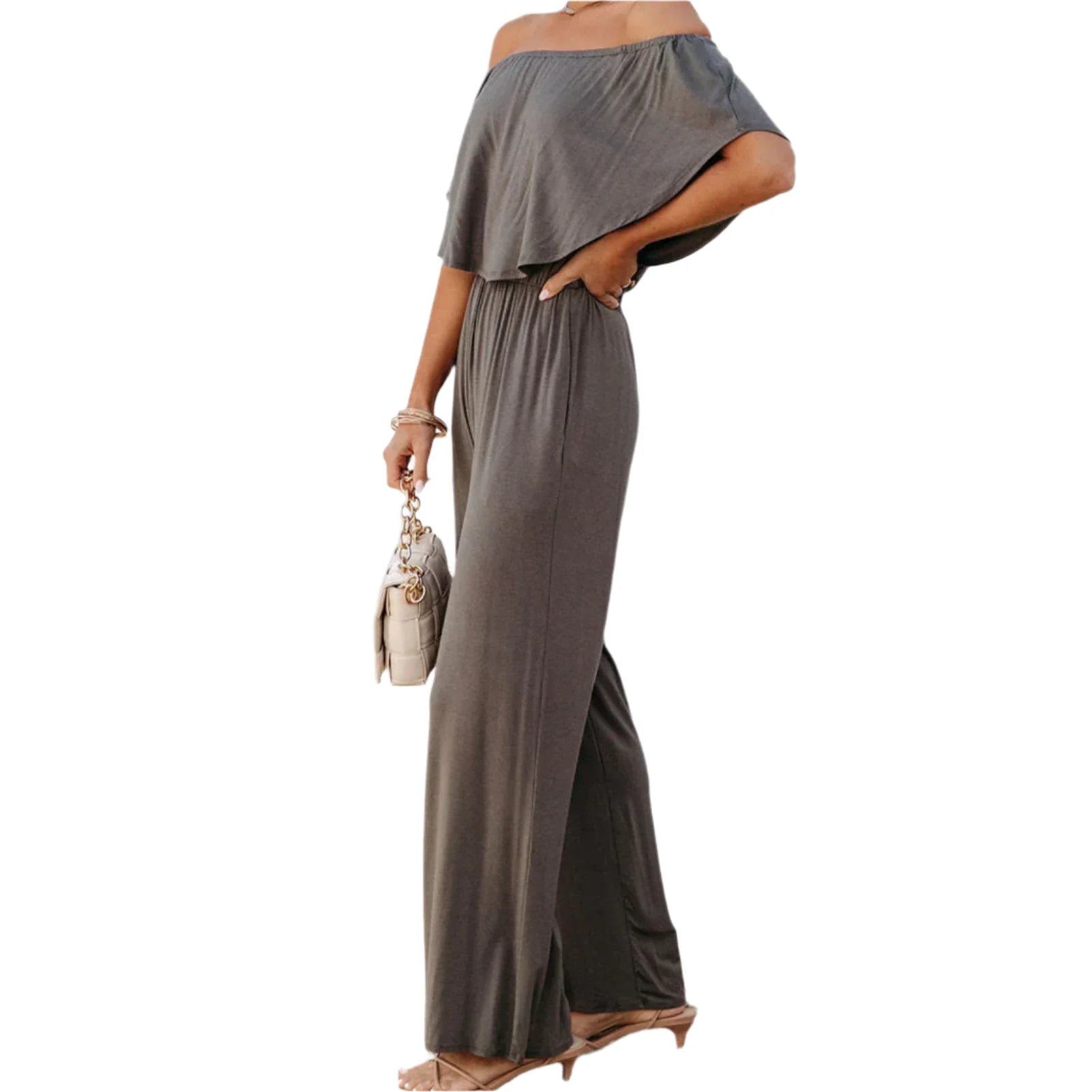 Jannie - Drapierter One-Shoulder-Overall