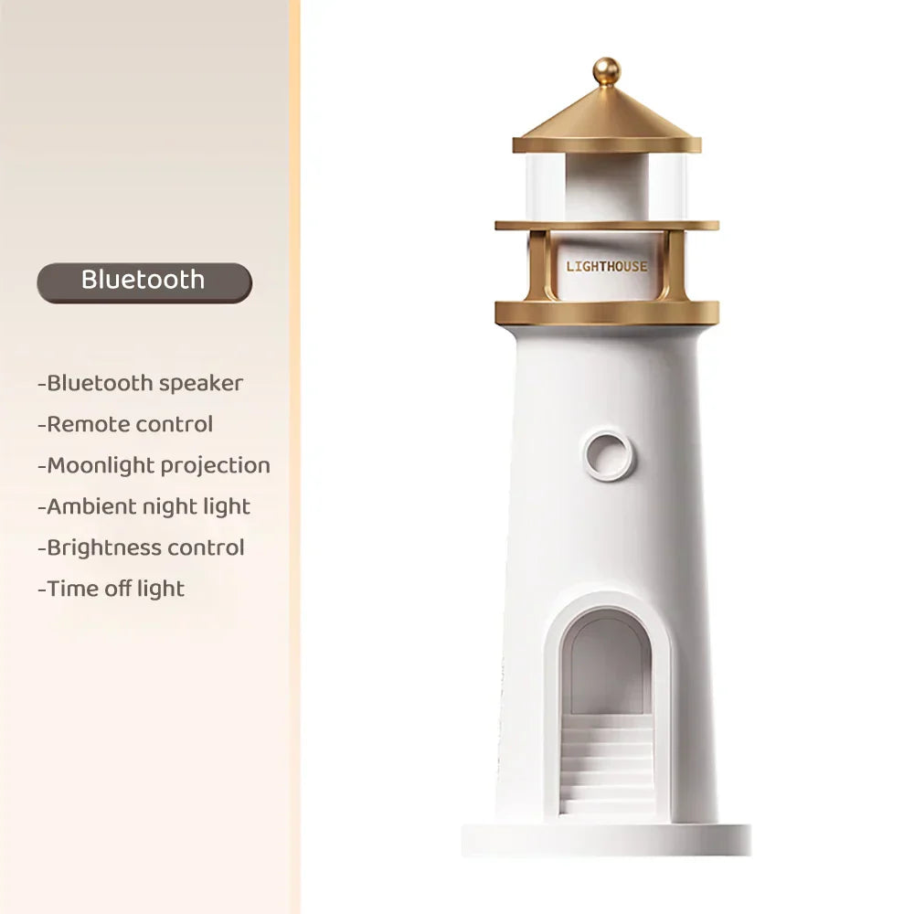 LunaTower - Leuchtturm-inspirierte Mond-Projektorlampe mit Fernbedienung