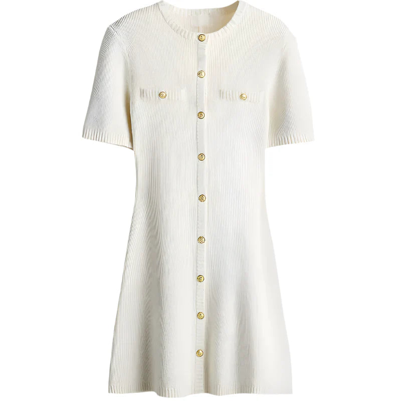 Soffie - Knopf-Front A-Linien Kleid mit Brusttaschen