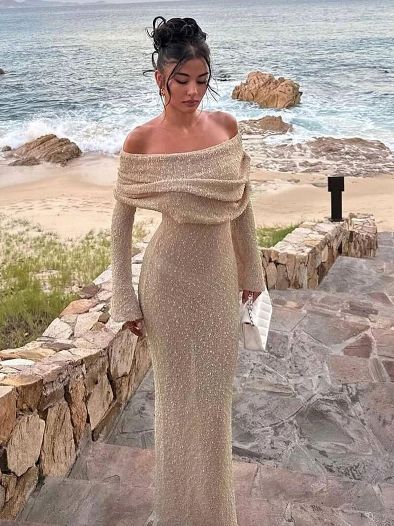 Sola - Langarm Bodycon Strandkleid