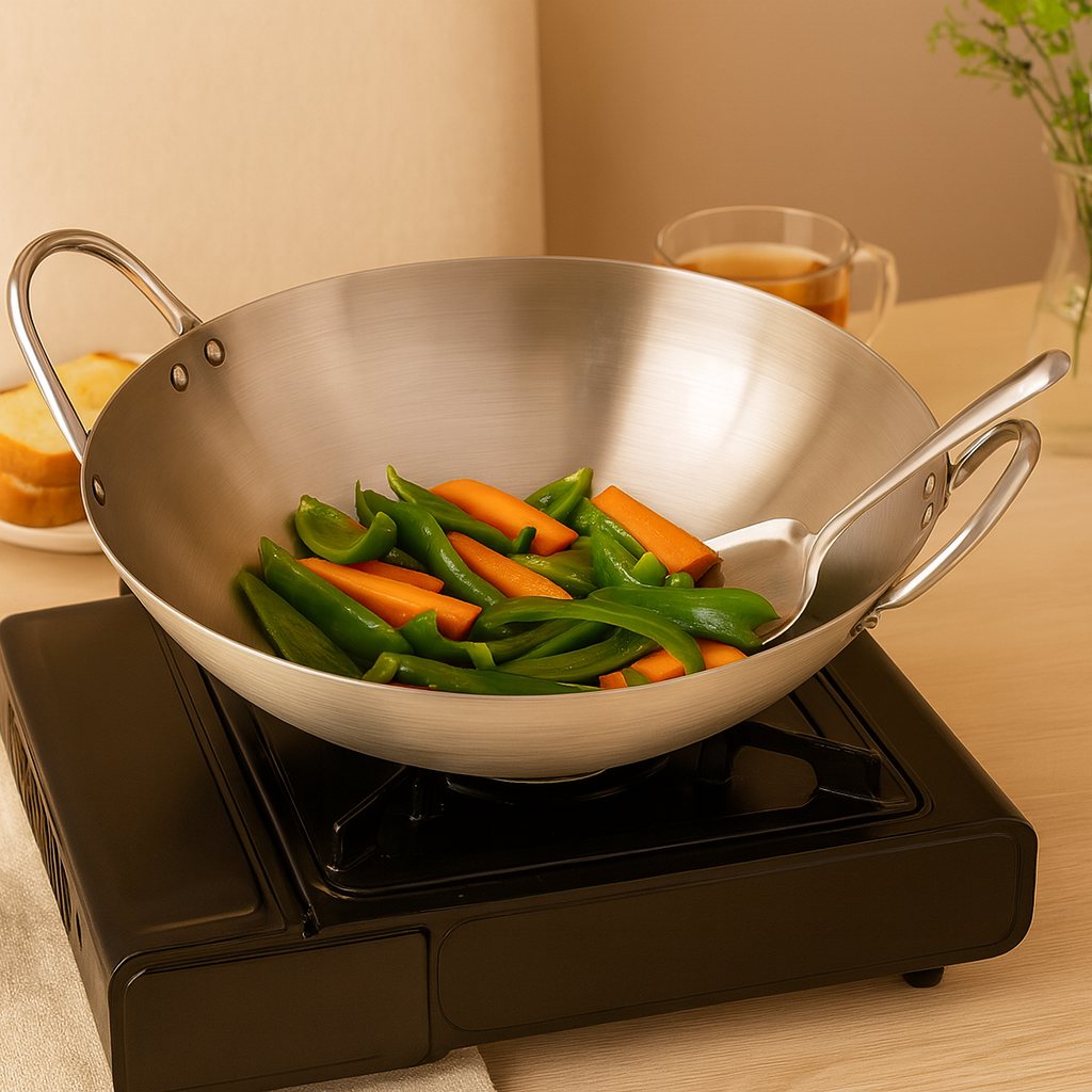 Stelvara | Wok de acero inoxidable con doble asa