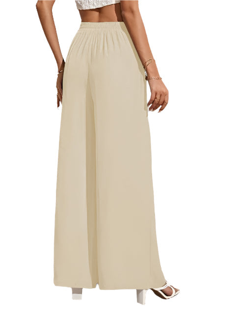 Caroline – Højtaljede bukser med vide ben og snørebånd