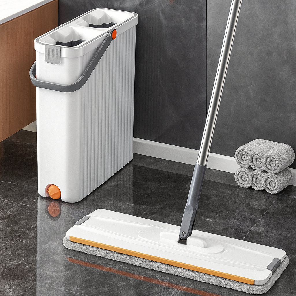 SwiftMop – Selbst-Wringende Flachmopp und Eimer Set