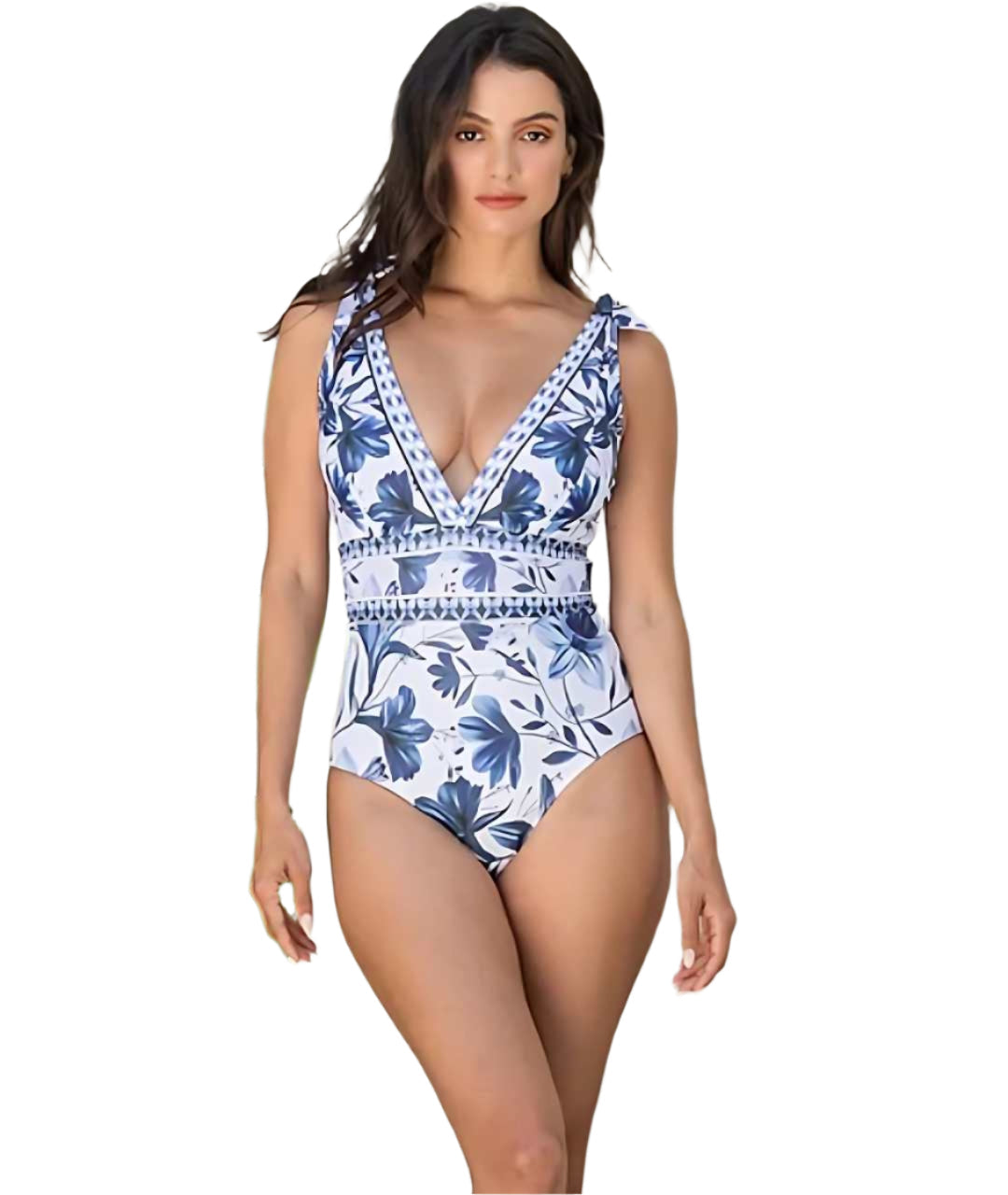 Arelia - Bañador de una pieza con escote en V y conjunto de falda a juego