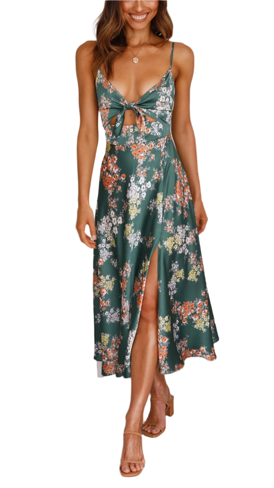 Claudia - Satin Blumen Kleid