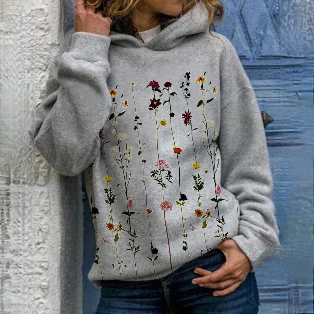 Henriette - Sudadera con capucha con estampado de flores