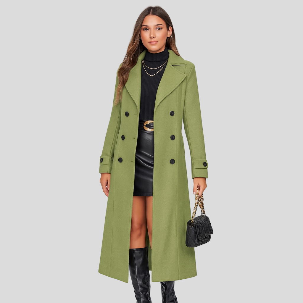 Virrele | Elegante cappotto invernale lungo – doppiopetto, stiloso e caldo