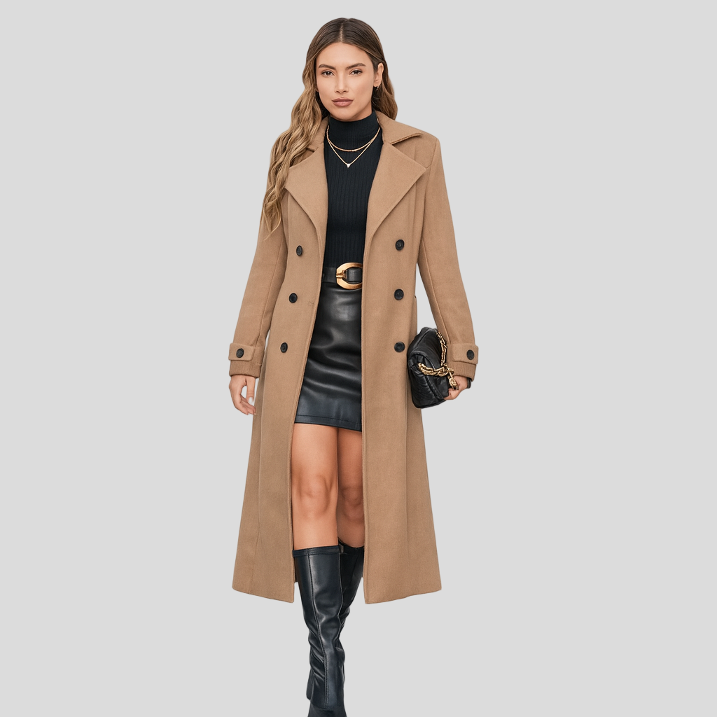 Virrele | Elegante cappotto invernale lungo – doppiopetto, stiloso e caldo