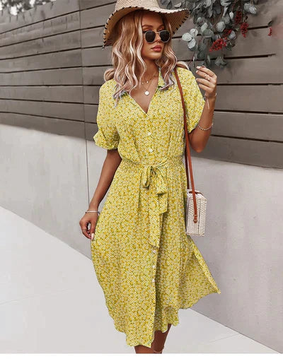 Marina - Vestido midi de verano con estampado de flores