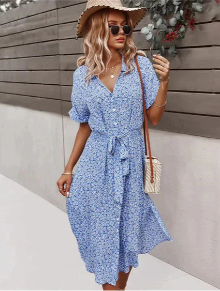 Marina - Sommer Midikleid mit Blumenmuster