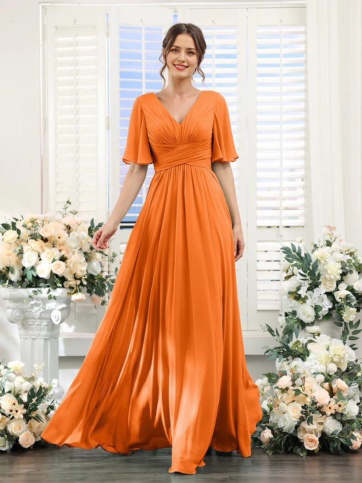 Magdalena - Hübsches Chiffonkleid mit V-Ausschnitt