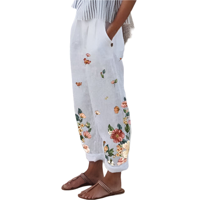 Kirstin - Pantalones de flores de talle alto