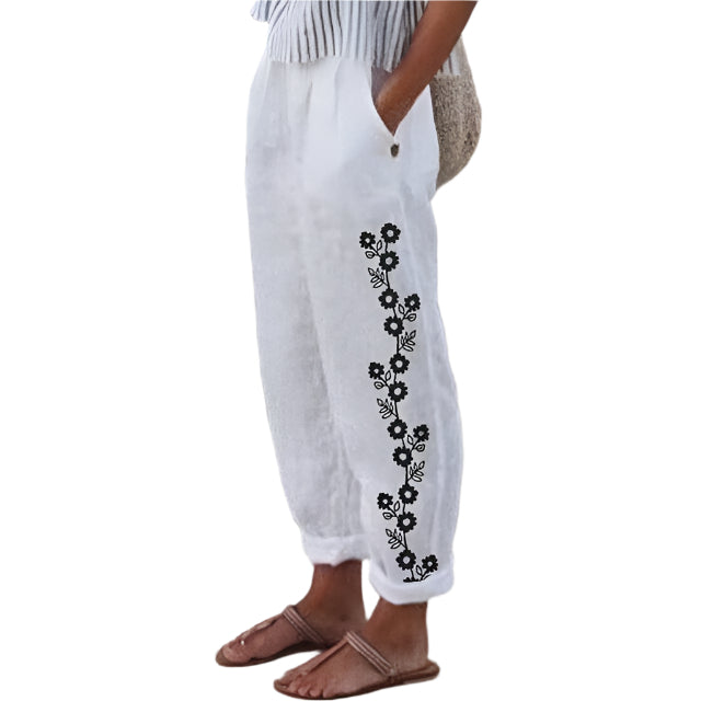 Kirstin - Pantalones de flores de talle alto