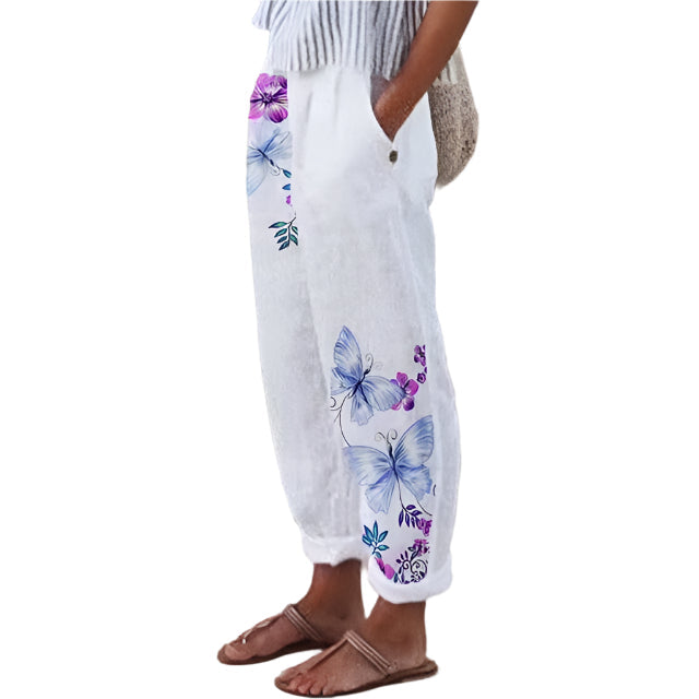 Kirstin - Pantalones de flores de talle alto