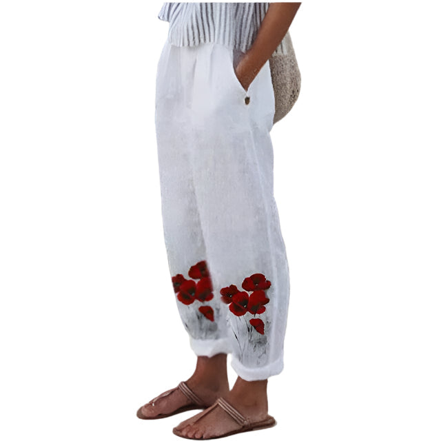 Kirstin - Pantalones de flores de talle alto