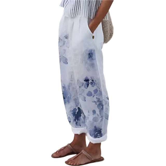 Kirstin - Pantalones de flores de talle alto