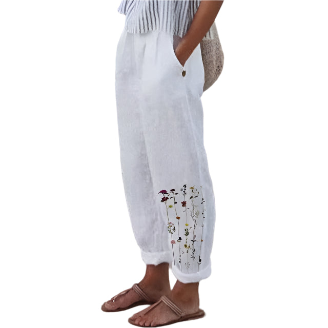 Kirstin - Pantalones de flores de talle alto