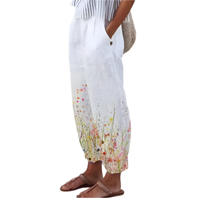 Kirstin - Pantalones de flores de talle alto