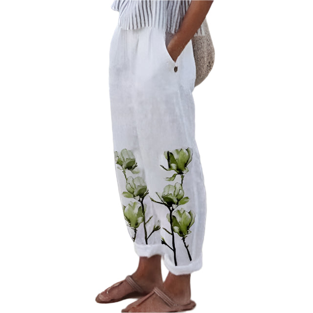 Kirstin - Hoch taillierte Blumenhosen