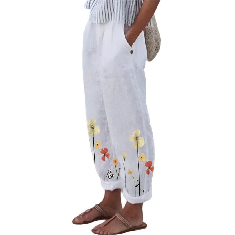Kirstin - Pantalones de flores de talle alto