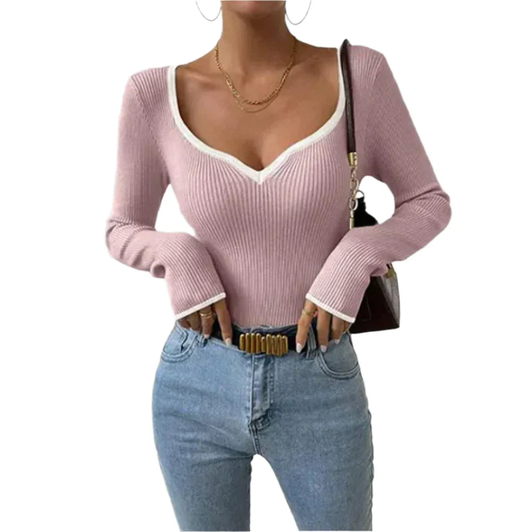 Lauren - Langarmshirt mit V-Ausschnitt
