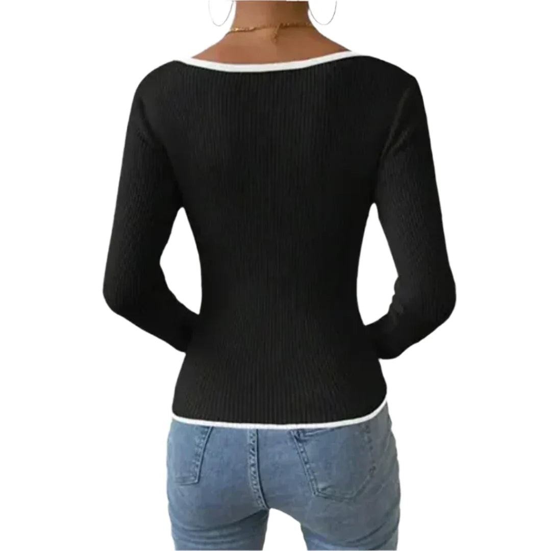 Lauren - Langarmshirt mit V-Ausschnitt