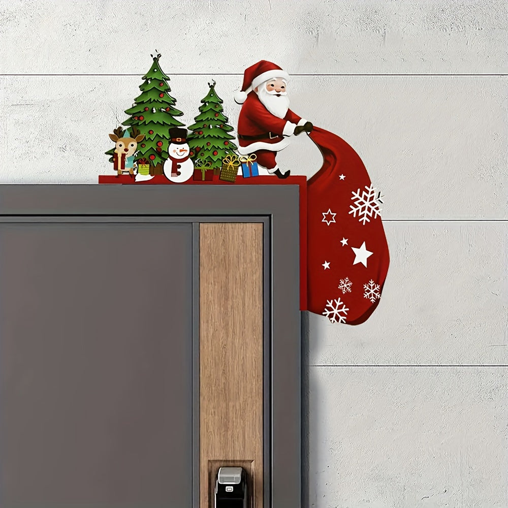 Woodland | Decoración de esquina para puerta de Navidad vintage de madera
